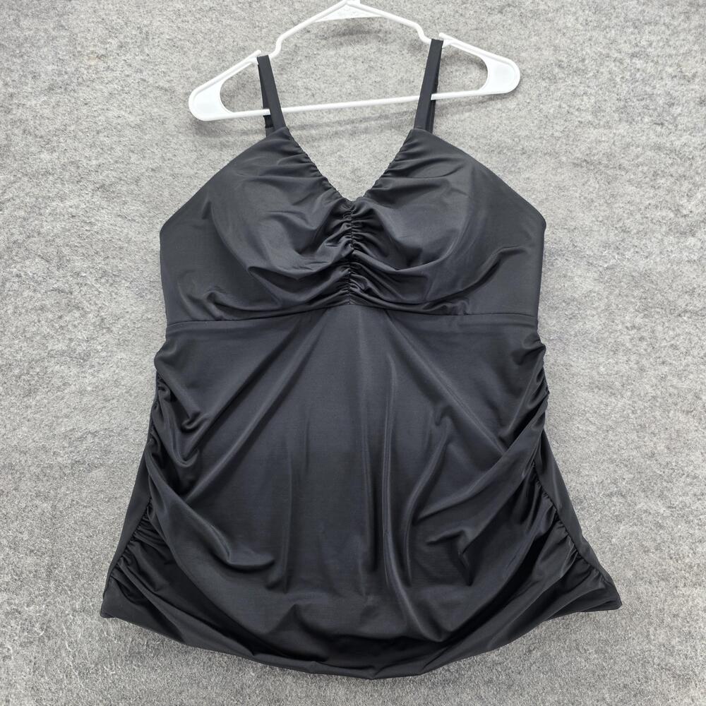 Swim by Cacique Tankini Top Womens 20 Plus Ruched Adjustable Straps No Wire